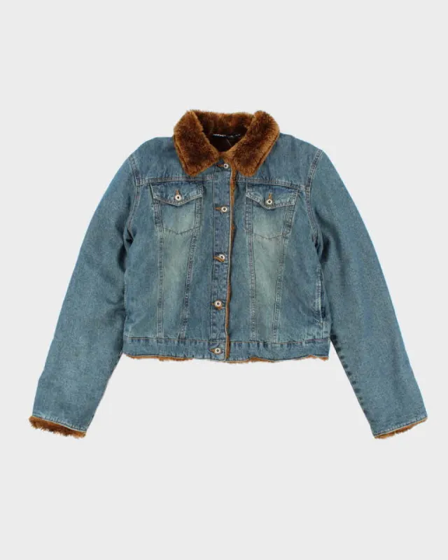 Vintage Y2k 00s Xntrik Denim Faux Fur Lined Jacket - L sold by Rokit