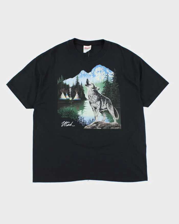 Vintage 90's Utah Howling Wolf Graphic T-Shirt - XL sold by Rokit