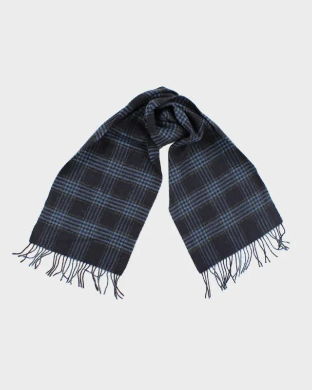 Vintage Blue Checked Wool Scarf sold by Rokit