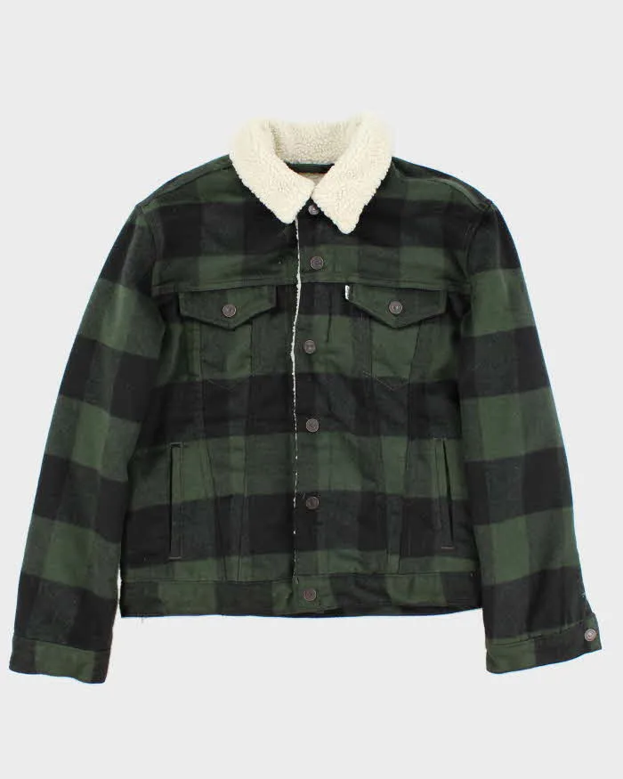 Levi's White Tab Plaid Green Sherpa Lined Trucker Jacket - M sold by Rokit