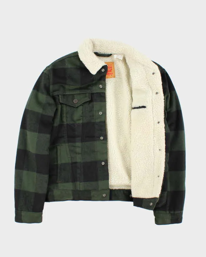 Levi's White Tab Plaid Green Sherpa Lined Trucker Jacket - M sold by Rokit product image thumbnail 3