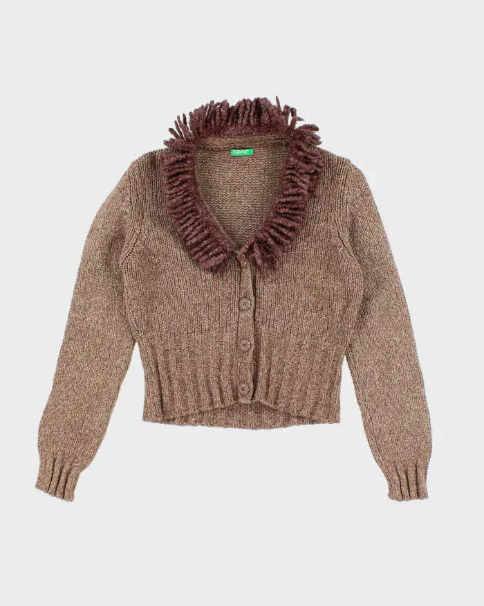 Vintage 90s United Colours Of Benetton Brown Wool & Mohair Blend Cardigan - M sold by Rokit