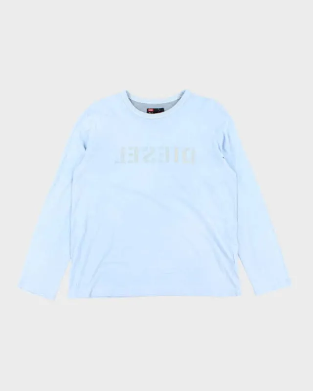 Vintage Y2K Diesel Backwards Spell Out Logo Long-sleeve T-Shirt - M sold by Rokit