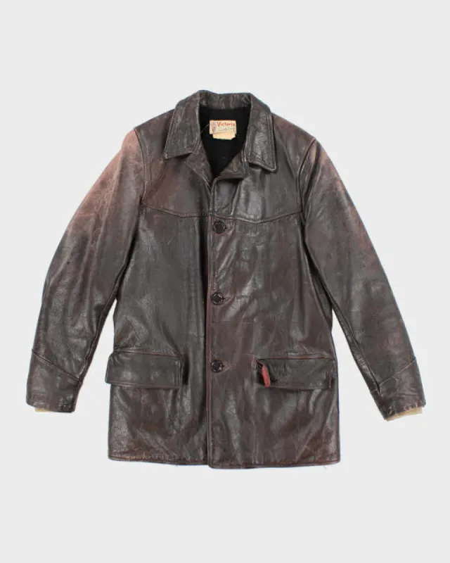 Vintage Victoria Leather Brown Jacket -M sold by Rokit