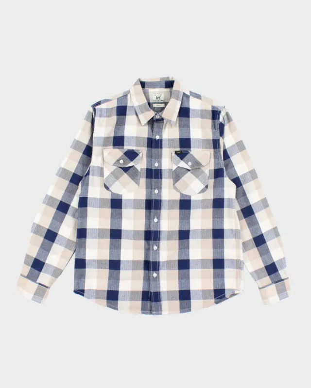 Vintage 2000's Lee Blue Plaid Flannel Shirt - M sold by Rokit