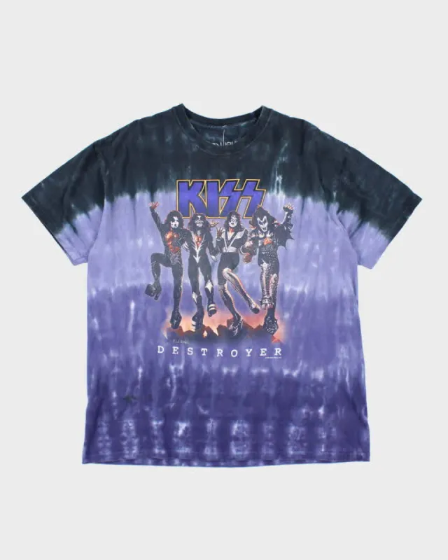 Vintage 2000's Liquid Blue Kiss Band Tie-Dye T-Shirt - XL made by Rokit