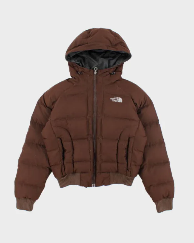 The North Face Brown Hooded Cropped Puffer Jacket - S sold by Rokit
