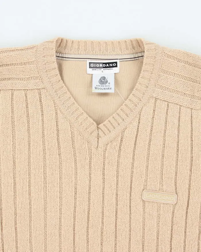 Vintage 90's Giordano Pure Wool V-Neck Chunky Knit - L sold by Rokit product image thumbnail 3