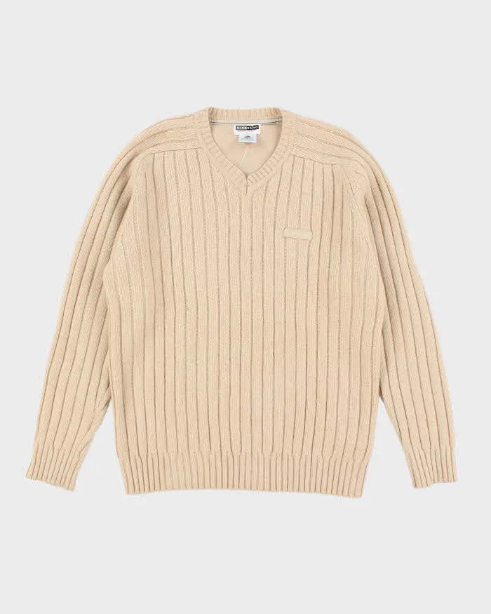 Vintage 90's Giordano Pure Wool V-Neck Chunky Knit - L sold by Rokit