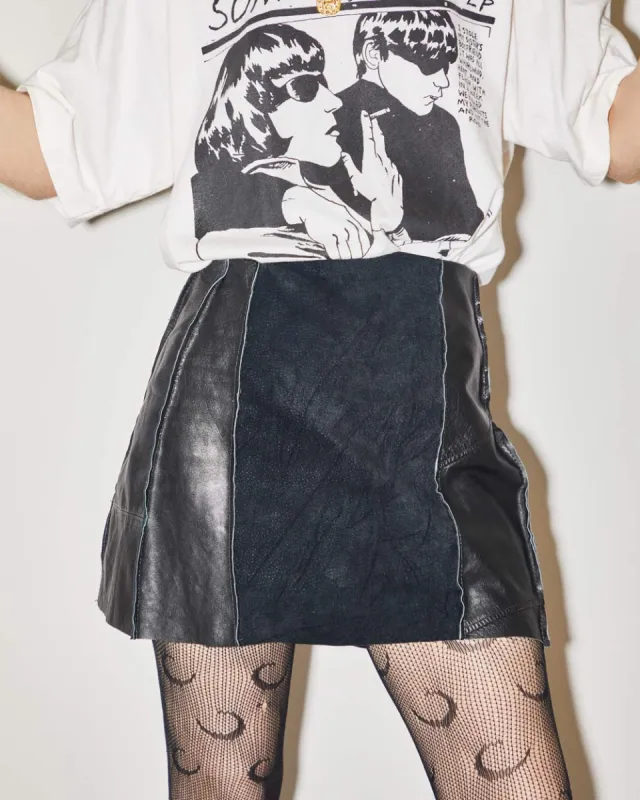 Rokit Originals Lindsay Leather Rework Mini Skirt - XS sold by Rokit