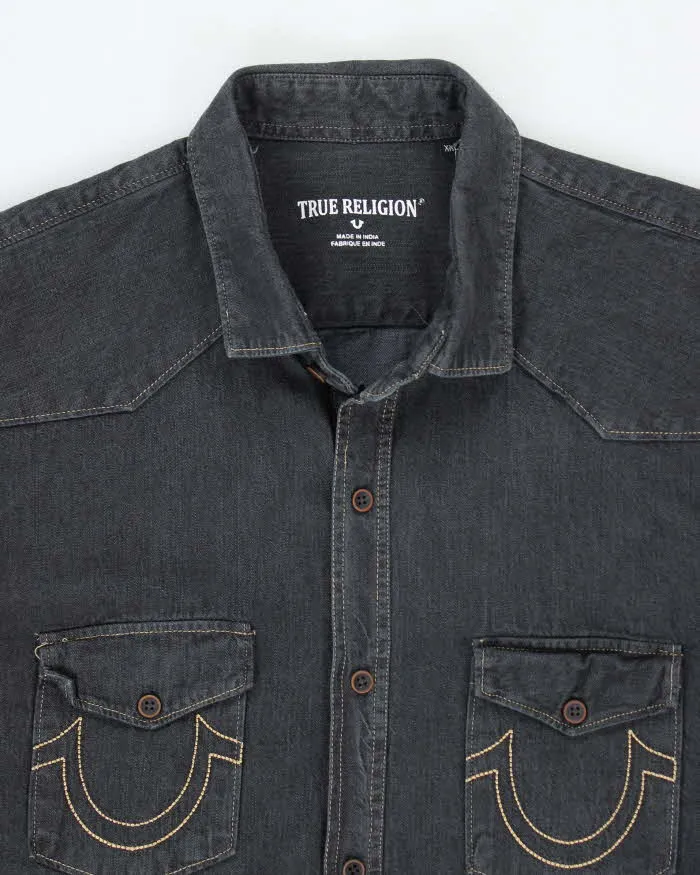 Vintage Y2K True Religion Dark Wash Button Up Denim Shirt - XXL sold by Rokit product image thumbnail 3