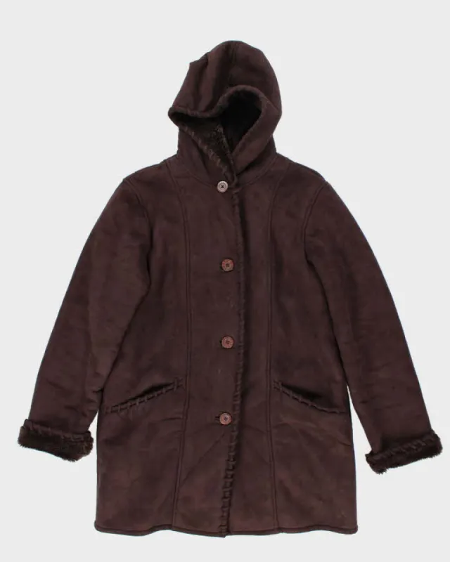 Vintage Beechers Brook Faux Suede Hooded Coat - L sold by Rokit