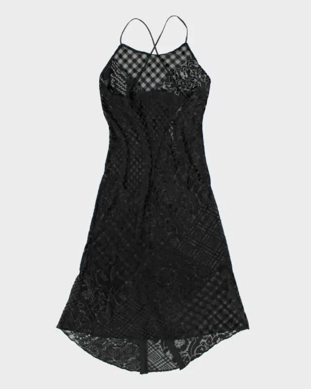 Vintage Y2k 00s Victoria's Secret Mesh Velvet Slip Dress - M sold by Rokit