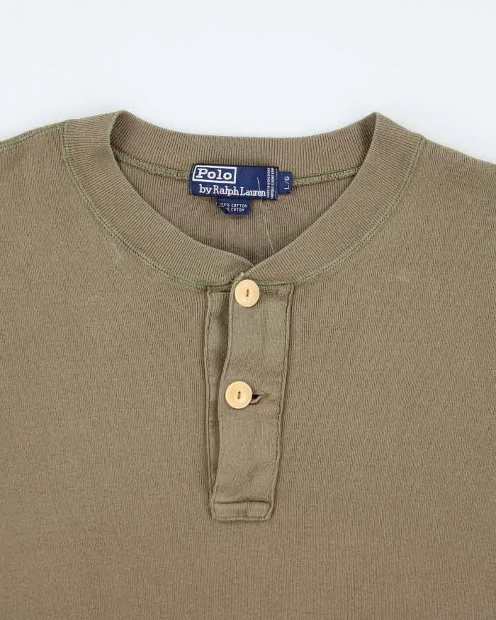 Vintage 2000's Ralph Lauren Quarter Button Waffle Long-sleeved T-Shirt - L sold by Rokit product image thumbnail 3