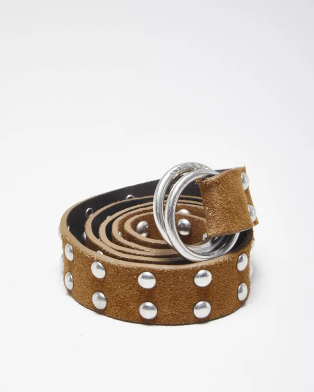 Vintage Y2k 00s Diesel Brown Leather Studded Belt - W31-W38 sold by Rokit