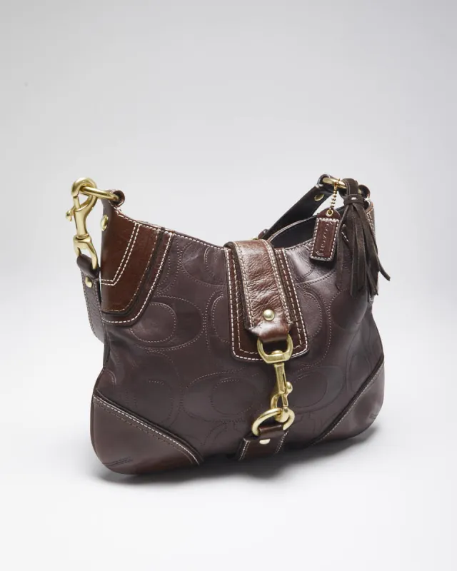 Vintage Coach Brown Monogram Leather Handbag sold by Rokit