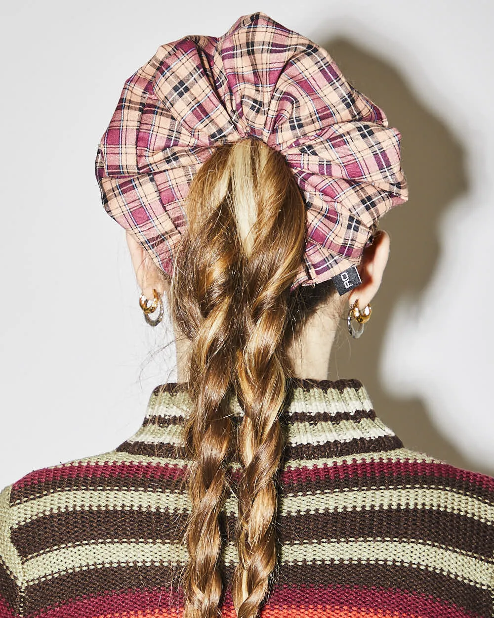 Rokit Originals Sustainable Scrunchie - Burgundy Check sold by Rokit product image thumbnail 3