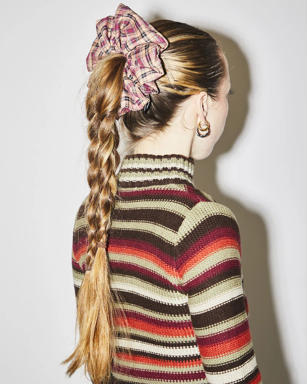 Rokit Originals Sustainable Scrunchie - Burgundy Check sold by Rokit product image thumbnail 2