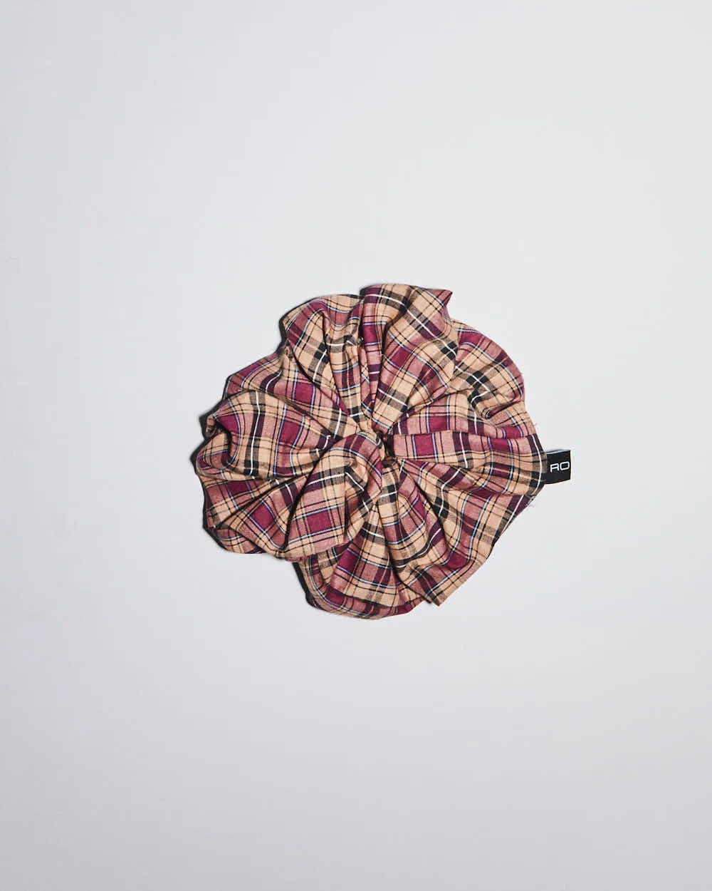 Rokit Originals Sustainable Scrunchie - Burgundy Check sold by Rokit