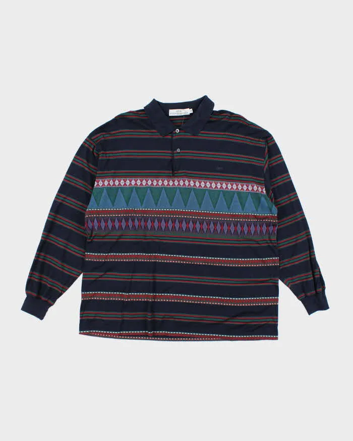 Vintage 90's Balenciaga Patterned Long-sleeved Polo Shirt - L sold by Rokit
