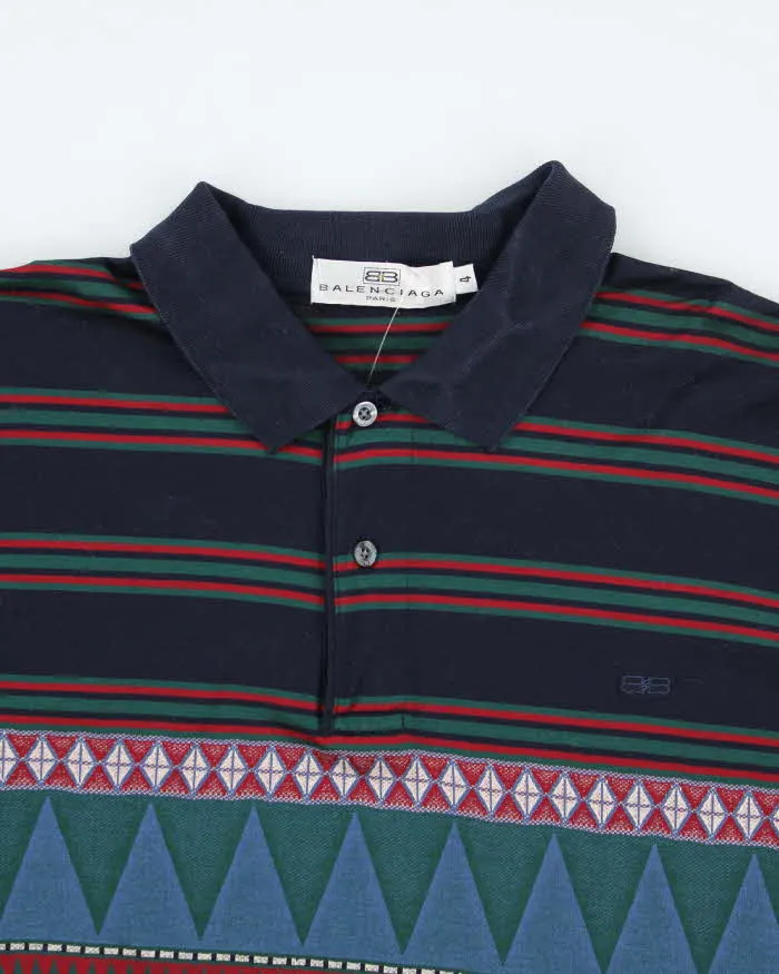 Vintage 90's Balenciaga Patterned Long-sleeved Polo Shirt - L sold by Rokit product image thumbnail 3