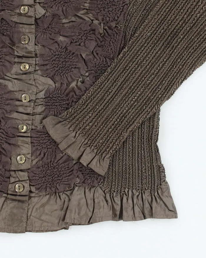 Vintage 90s Khaki Textured Blouse - M sold by Rokit product image thumbnail 4