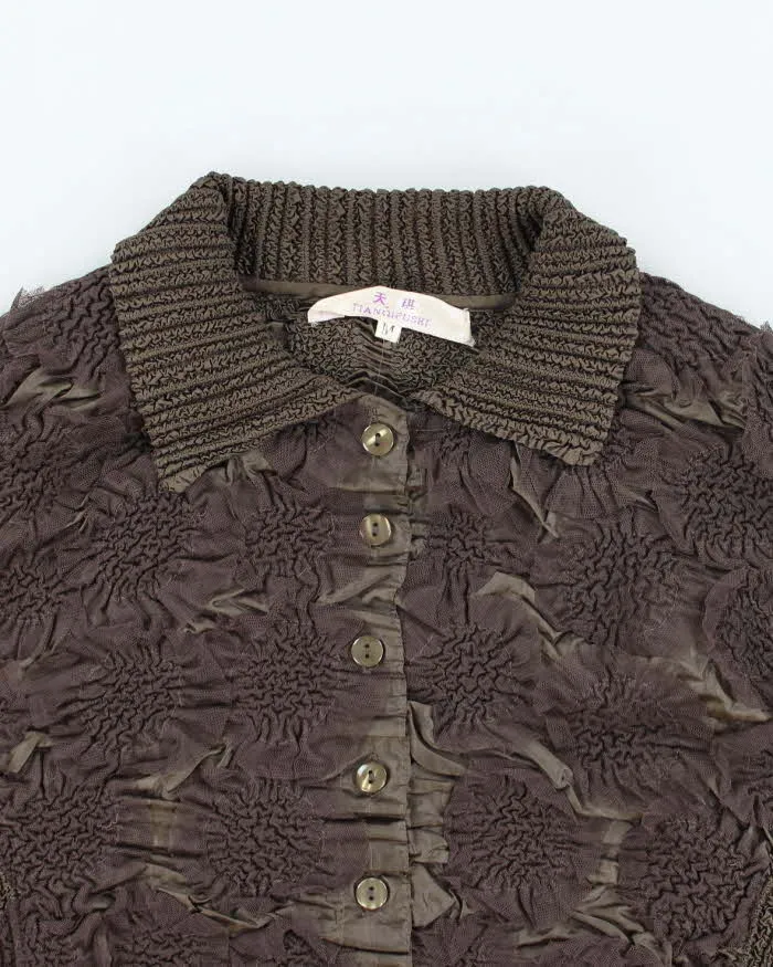 Vintage 90s Khaki Textured Blouse - M sold by Rokit product image thumbnail 3