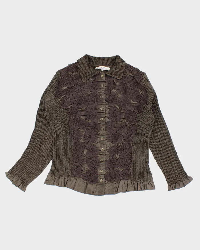 Vintage 90s Khaki Textured Blouse - M sold by Rokit