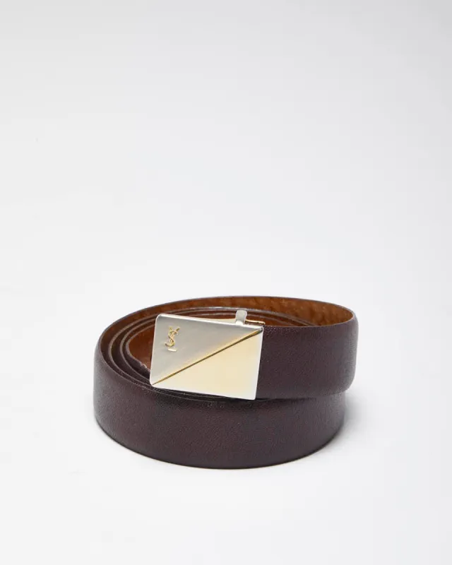 Vintage Yves Saint Laurent Brown Leather Belt - W33 - W37 sold by Rokit