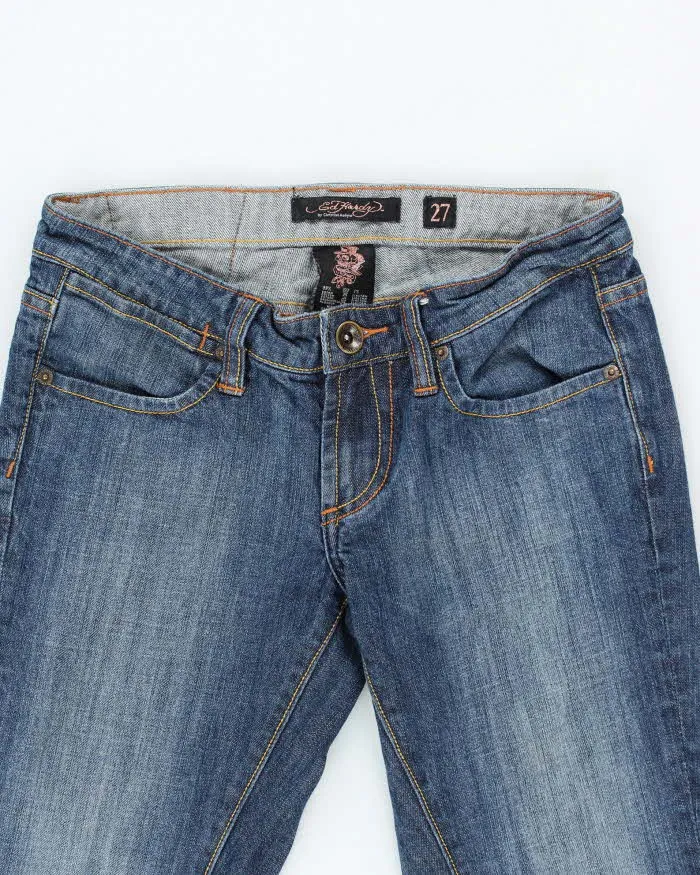 Vintage Women's Y2K Ed Hardy Embroidered Slim Fit Jeans - W26 L33 sold by Rokit product image thumbnail 3