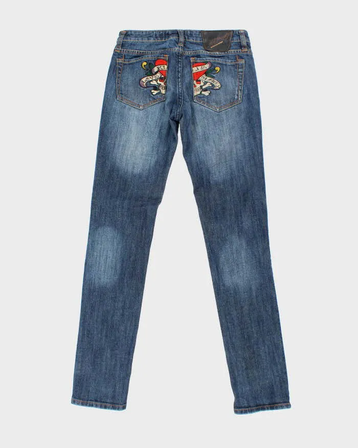 Vintage Women's Y2K Ed Hardy Embroidered Slim Fit Jeans - W26 L33 sold by Rokit product image thumbnail 2