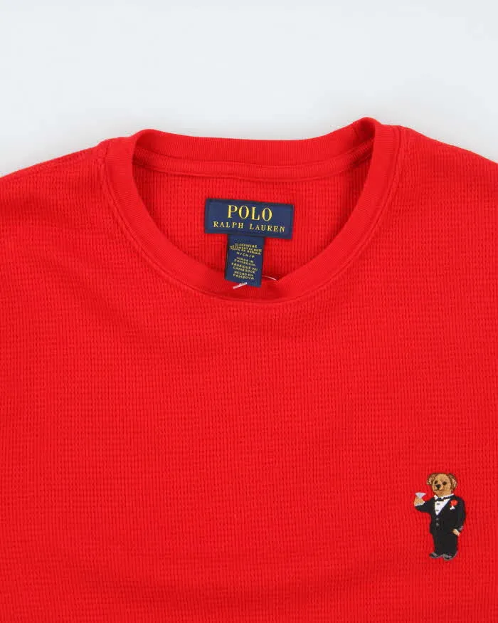 Vintage Polo Ralph Lauren Red Waffle Long Sleeve T-shirt - S sold by Rokit product image thumbnail 3