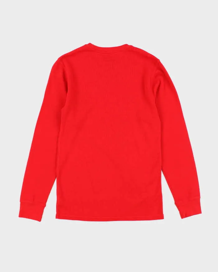 Vintage Polo Ralph Lauren Red Waffle Long Sleeve T-shirt - S sold by Rokit product image thumbnail 2