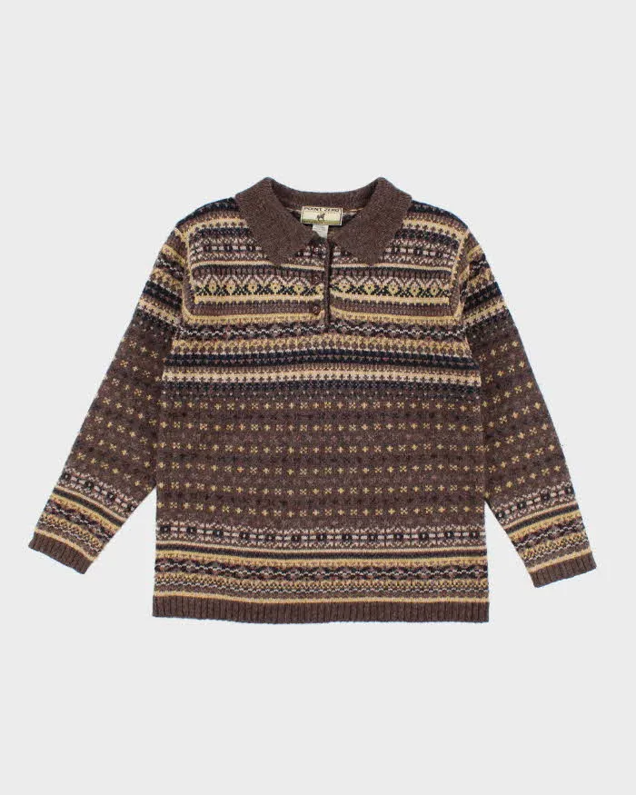 Vintage Point Zero Wool Collard Jumper - S sold by Rokit