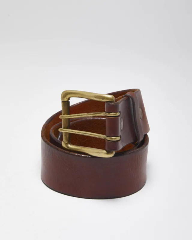 Vintage Chunky Brown Leather Belt - W30 - W35 sold by Rokit