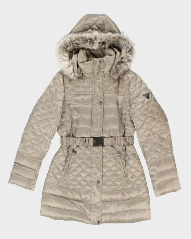 Vintage Women's Y2K Guess Fur Collar Insulated Parka Jacket - M sold by Rokit