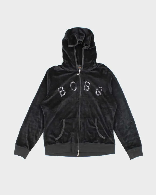 Y2k 00s BCBG Velour Rhinestone Hoodie - L sold by Rokit
