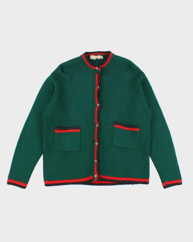 Vintage Reine Wool Green Cardigan - L sold by Rokit