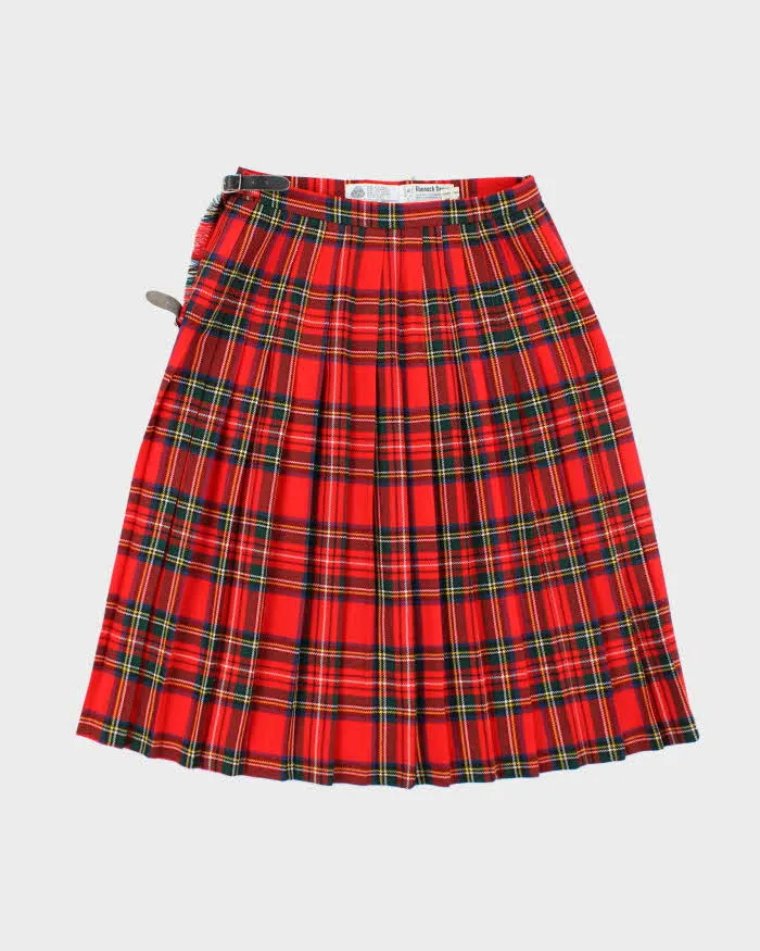 Vintage Rannoch Design Red Pleated Checked Skirt - S sold by Rokit