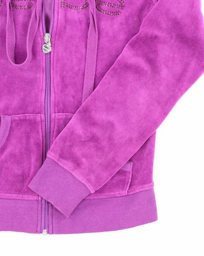 Vintage Y2k 00s Bebe Rhinestone Velour Hoodie - XS sold by Rokit product image thumbnail 4