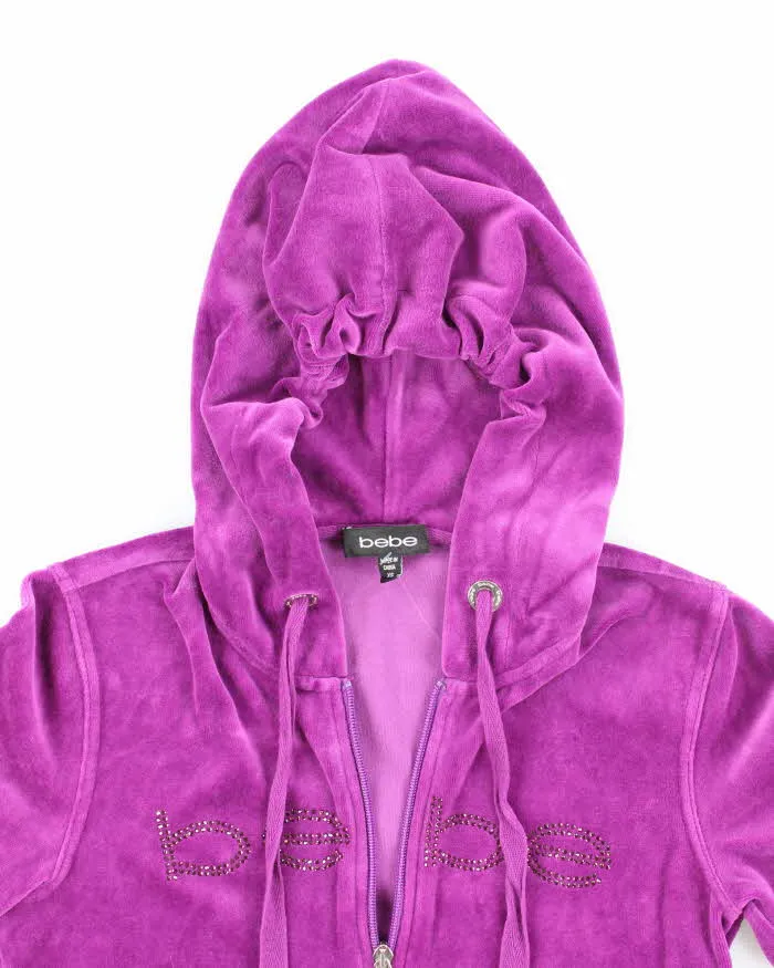 Vintage Y2k 00s Bebe Rhinestone Velour Hoodie - XS sold by Rokit product image thumbnail 3