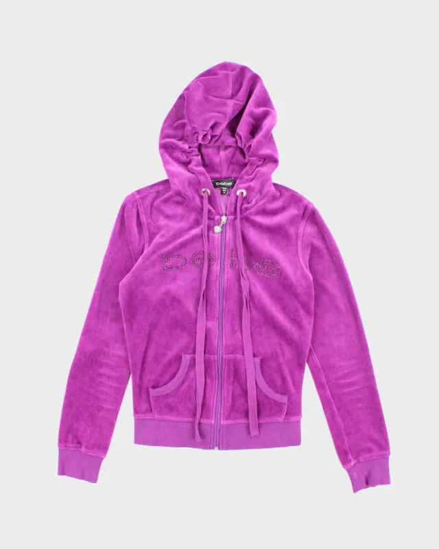 Vintage Y2k 00s Bebe Rhinestone Velour Hoodie - XS sold by Rokit