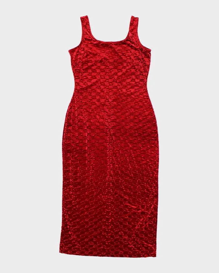 Vintage 90s Jessica Velvet Red Dress - M sold by Rokit