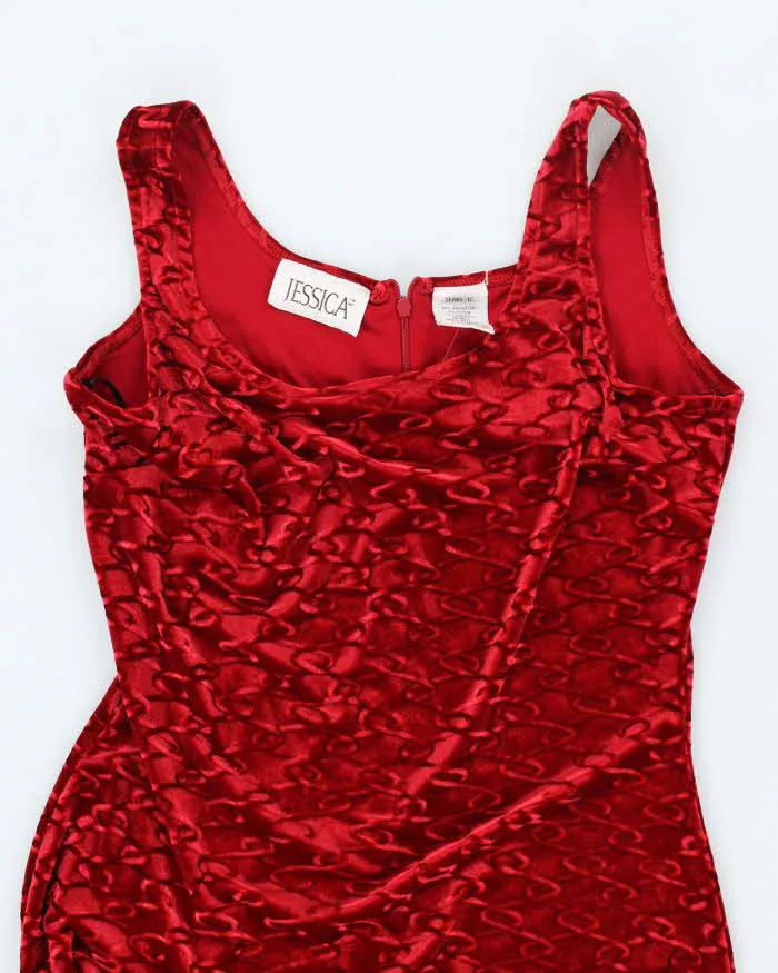 Vintage 90s Jessica Velvet Red Dress - M sold by Rokit product image thumbnail 3