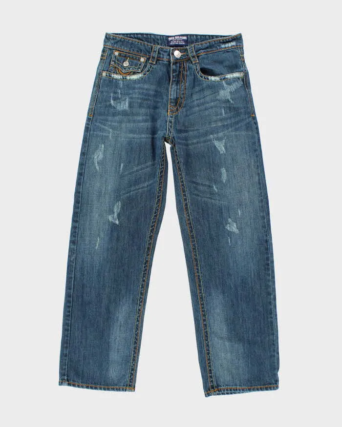 Vintage Y2K True Religion Pre-Distressed Dark Wash Straight Leg Jeans - W30 L28 sold by Rokit