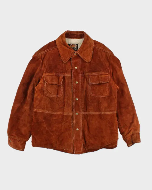 Vintage 70's Canadian Sherpa Lined Suede Snap Button Jacket - XL sold by Rokit