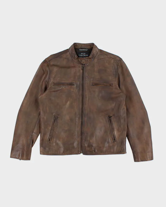 Vintage Lucky Brand Brown Leather Jacket - L sold by Rokit