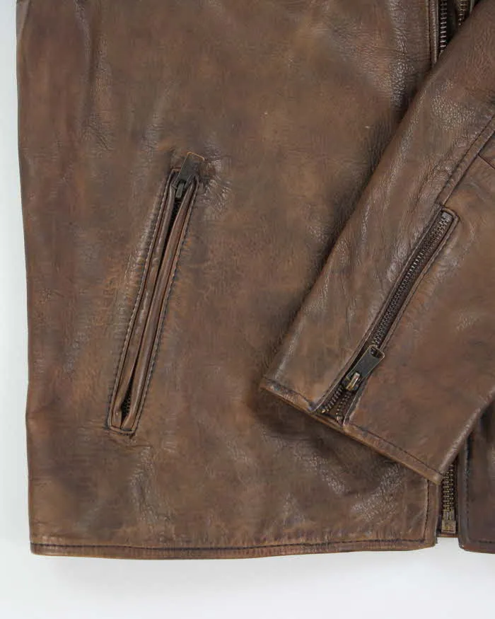Vintage Lucky Brand Brown Leather Jacket - L sold by Rokit product image thumbnail 4
