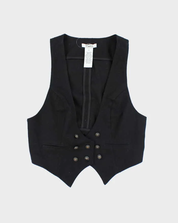 Vintage Y2k 00s Pinky Black Waistcoat Top - M sold by Rokit