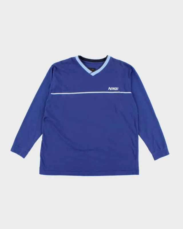 Vintage 90's Nike V-Neck Embroidered Logo Long-sleeved T-Shirt - L sold by Rokit